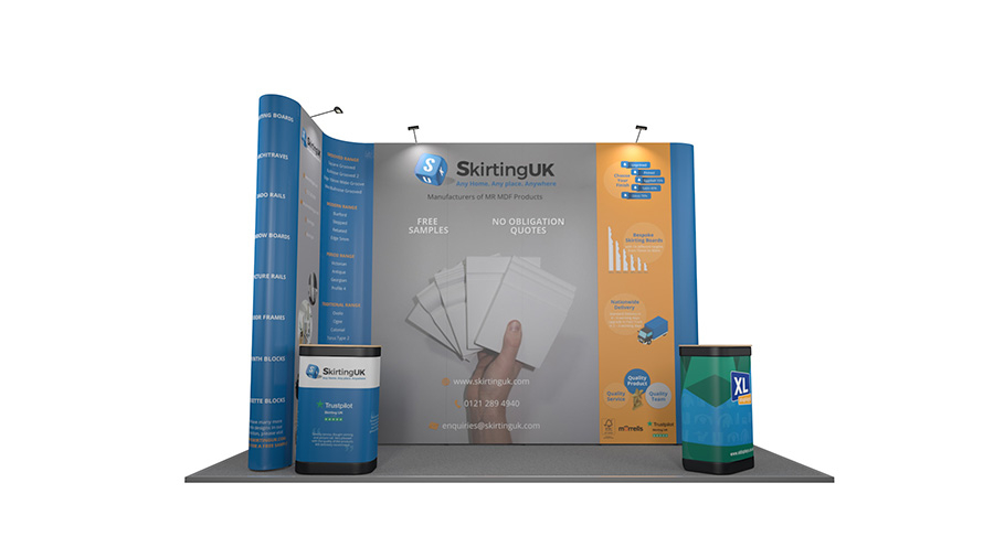 Jumbo Linked Pop Up Exhibition Stand 5m x 2m - Supplied With Two Wheeled Transportation Cases